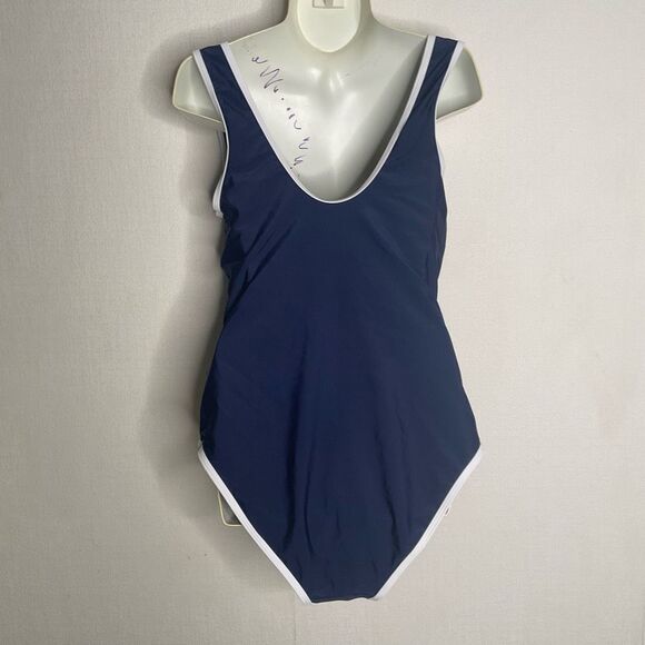 CHARMO‎ Swimsuit Women’s Size Small Navy White One Piece/ Zipper Front - Picture 8 of 14